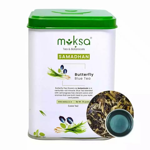 MOKSA Tea BOTANICALS Luxury Blue Tea with Lemon Grass Loose Herbal Tea High on Anti Oxidants 35g