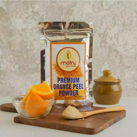 Matru Ayurveda Premium Orange Peel Powder For Glowing Skin and Sun Tan Remover 100 gm