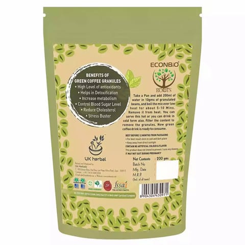 ECONBIO ROOTS Green Coffee Granules 200g Pack of 1