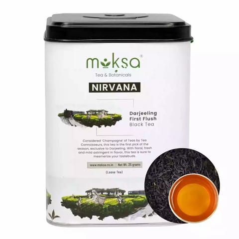 MOKSA Tea BOTANICALS Luxury  Pure Darjeeling First Flush Organic Loose Leaf Black Tea 35 gms