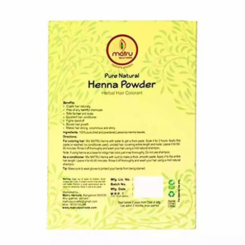 MATRU AYURVEDA Mehendi Henna 300g and Indigo 300g Powder Herbal Hair Colorant.