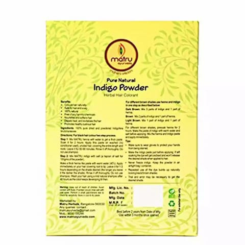 MATRU AYURVEDA Pure Natural Indian Indigo Leaves Powder Herbal Hair Colorant 100g
