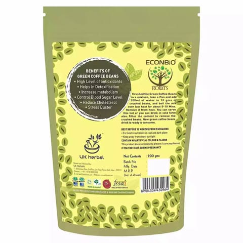 ECONBIO ROOTS Green Coffee Beans 200g Pack of 1