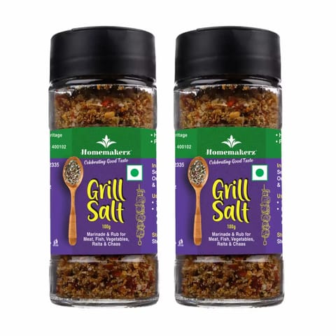 Homemakerz Grill Salt Pack of 2 Healthy Mineral Rich Sea Salt Daily Continental Cooking 200 gms
