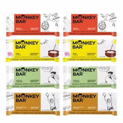 Monkey Bar  No Cocoa Please Protein 10 gms Natural and Delicious Pack of 8
