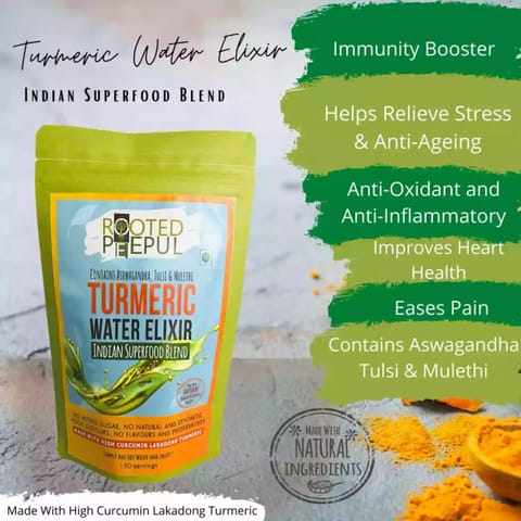 Rooted Peepul Turmeric Water Elixir INDIAN SUPERFOOD BLEND 150 gms