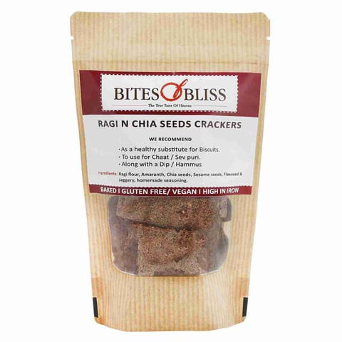 Bites of Bliss Ragi N Chia Seeds Crackers 125gm, Pack of 2