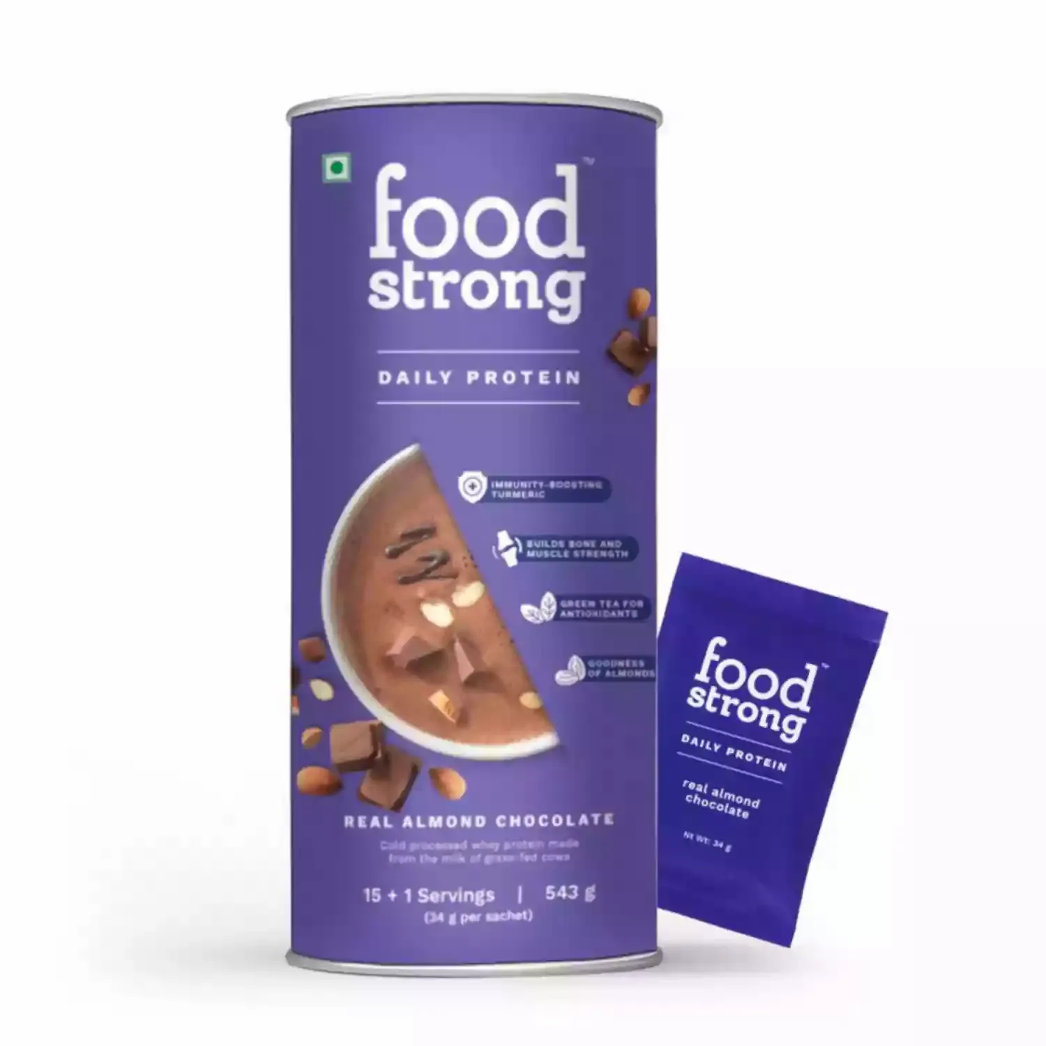 Foodstrong Daily Protein Real Almond Chocolate (534 gms)