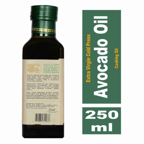 Black and Green Extra Virgin Cold Press Multipurpose Avocado Oil 250ML