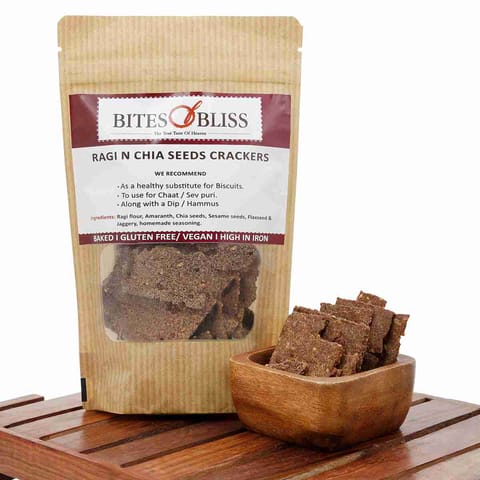 Bites of Bliss Ragi N Chia Seeds Crackers 125gm, Pack of 2