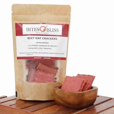 Bites of Bliss Beet Oat Crackers 125gm, Pack of 2