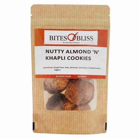 Bites of Bliss Nutty Almond Khapli Cookies 10 pcs 130 gms, PACK of 2