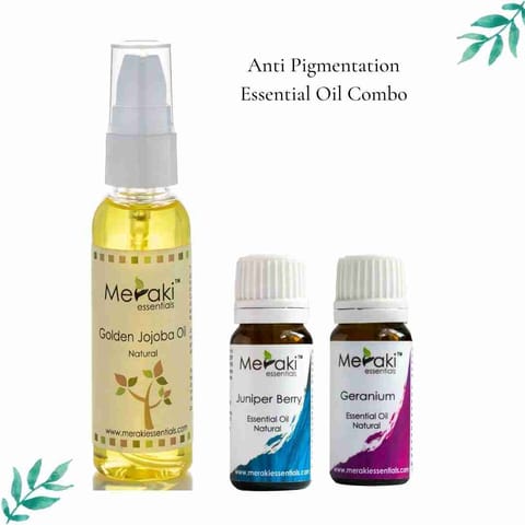 Meraki Essentials Anti Pigmentation Combo I Geranium Juniper Berry Essential Oil I Golden Jojoba Oil