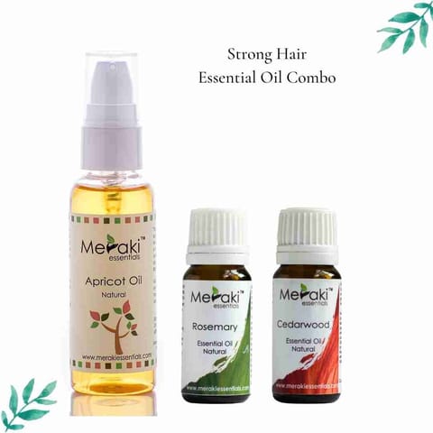 Meraki Essentials Strong Hair Combo I Rosemary and Cedarwood Essential Oil I Apricot Oil 235 gms