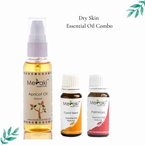 Meraki Essentials Dry Skin Combo I Carrot Seed and Palmrosa Essential Oil I Apricot Oil 235 gms