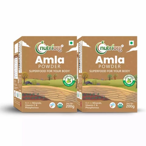 Nutriorg Certified Organic Amla Powder (Pack of 2, Each of  200 gms)