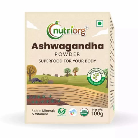 Nutriorg Certified Organic Ashwagandha Powder 100g Pack of 2