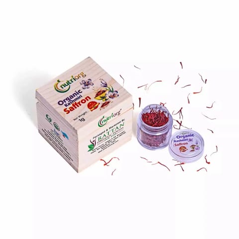 Nutriorg Certified Organic Kashmiri Saffron A++ 1 gm, Thread Saffron