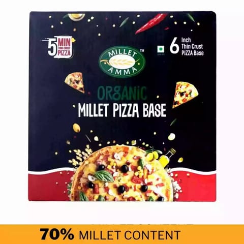 Millet Amma Organic Millet Pizza Base 200gm Pack of 6 Pizza Base in Box