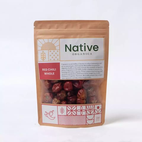 Native Organica Red Chilli Whole 200 gm