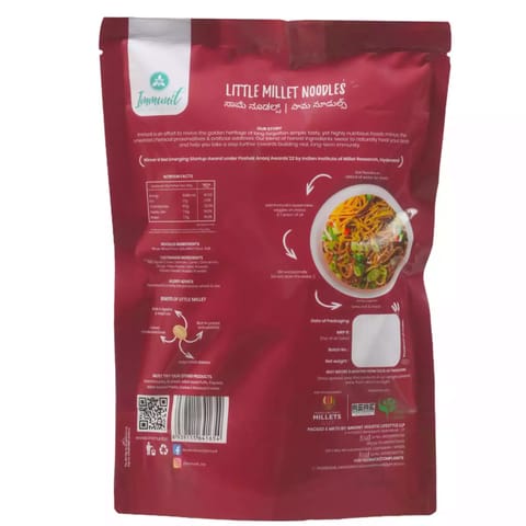 Immunit No Maida Little Millet Noodles | Vegan, Not Fried| 175gm, Pack of 2