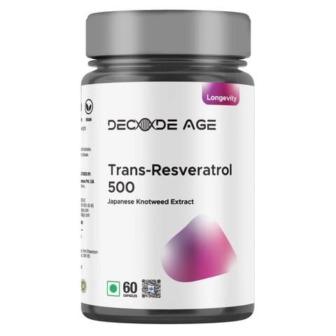 Decode Age Trans Resveratrol 99.5% Pure 500mg Supplement Micronized (60 Capsules)