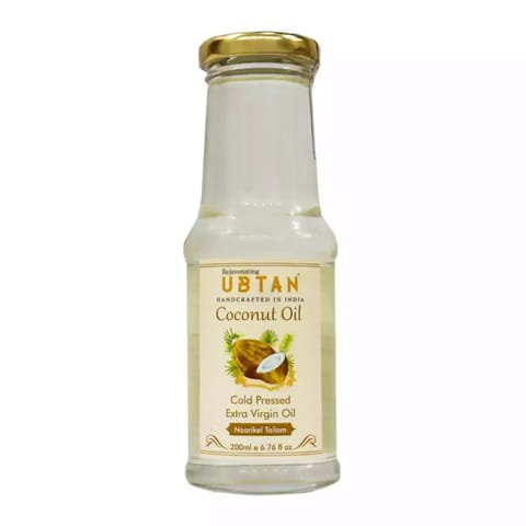 Rejuvenating UBTAN Cold Pressed Extra Virgin Coconut Oil - GLASS BOTTLE 200 ml