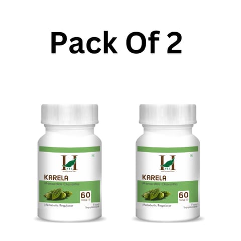H&C Karela Tablets 350mg, 60 count Pack Of 2