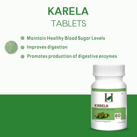 H&C Karela Tablets 350mg, 60 count Pack Of 2