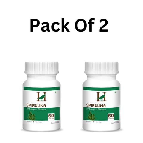H&C Spirulina Tablets 350mg, 60 count Pack Of 2
