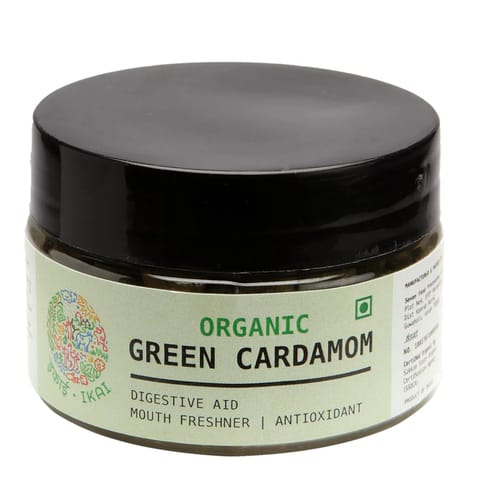 IKAI Organic Green Cardamon, Hari Elaichi, Organic Spice, Produce of India 25 Gram
