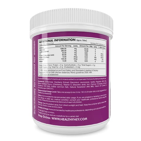 HealthyHey Nutrition Woman Plus UTI Defend - Cranberry Flavour Powder - 100g