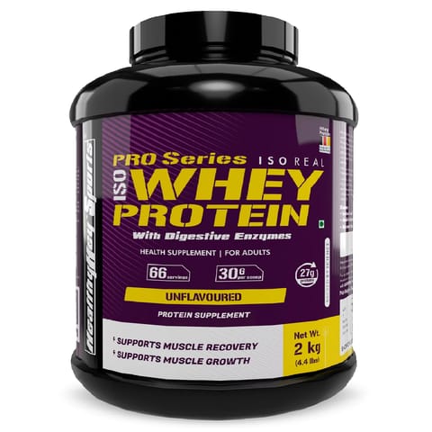 HealthyHey Sports ISO Whey Protein - ISOReal - Sourced from Europe - 90% Protein Unflavoured (2 kg)