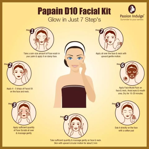 Passion Indulge Papain D10 7 Star Facial Kit For Anti Tan | Improves Tone & Texture