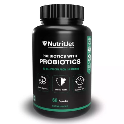 NutritJet Probiotics 30 Billion CFU (16 Probiotic Strains) ? 60 Vegetarian Capsules