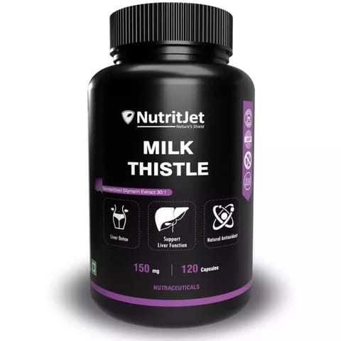 NutritJet Milk Thistle 30:1 ? Liver Cleanse Support Detox ? Silymarin ? Extra Strength ? 120 Capsule