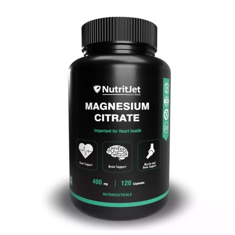 NutritJet Magnesium Citrate Capsules 400mg ? Pure Magnesium Supplement 100% (120 capsules)