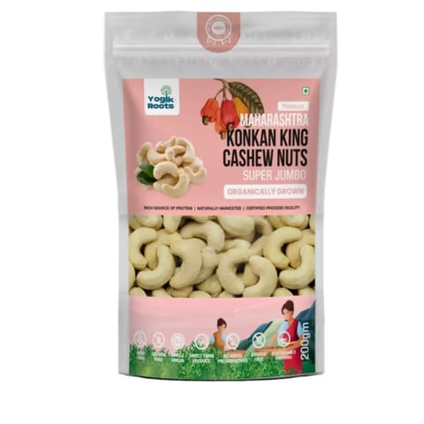 Yogik Roots Konkan Super Jumbo Cashew W180 (200 gms) | Sweet and Crunchy | Premium Quality Cashew Nuts