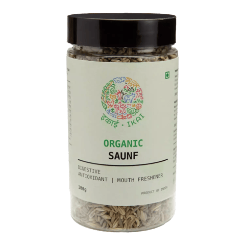 IKAI Organic Saunf (Pack of 2), Fennel Seeds, Organic Spice, Produce of India (100 Gram)