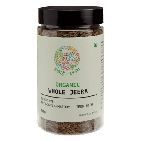 IKAI Organic Whole Jeera (Pack of 2), Whole Cumin Seeds, Organic Spices, Produce of India 100 Gram