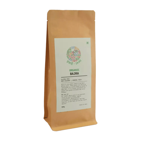 IKAI Organic Bajra (Pack of 2), Pearl Millet, Gluten Free, Vegan, Produce Of India 500 Gram