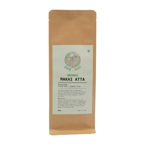 IKAI Organic Maize / Makai Flour (Pack of 2), Gluten Free, Vegan, Produce Of India 500 Gram