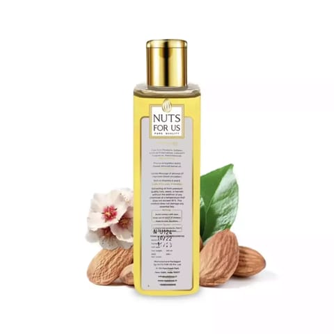 NUTS FOR US Cold Pressed Sweet Almond Oil for Healthy Hair, Skin