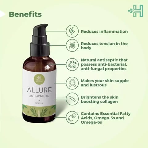 Health Horizon Allure Hemp Oil for Skin and Face, Anti-bacterial and Anti-inflammatory oil for Skin