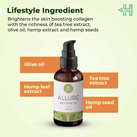 Health Horizon Allure Hemp Oil for Skin and Face, Anti-bacterial and Anti-inflammatory oil for Skin