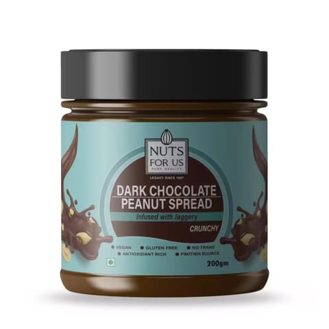 Nuts For Us Dark Chocolate Peanut Spread/butter infused with jaggery 200 GM
