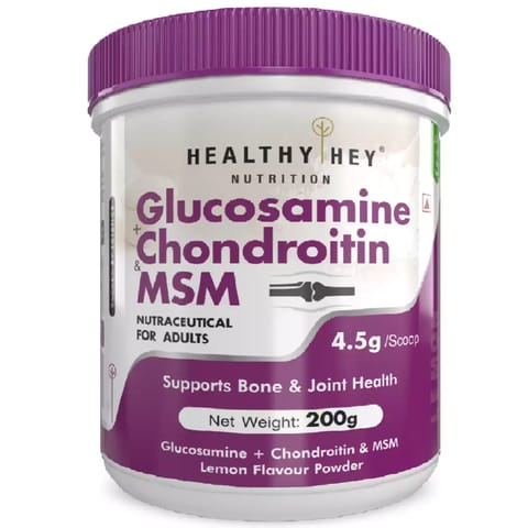 HealthyHey Nutrition Glucosamine + Chondroitin & MSM Lemon Powder