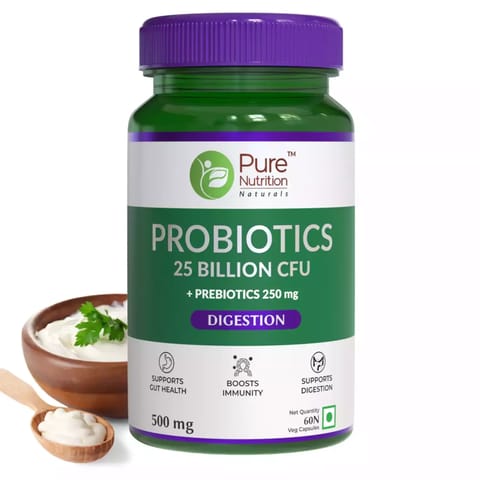 Pure Nutrition Probiotics 25 billion +Probiotics  250 mg l  60 Veg Capsules