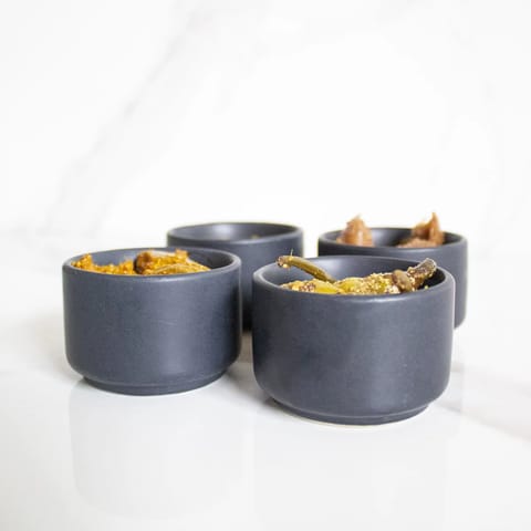 Byora Homes Stoneware Mini Black Pinch Bowls Set of 4 120 grams