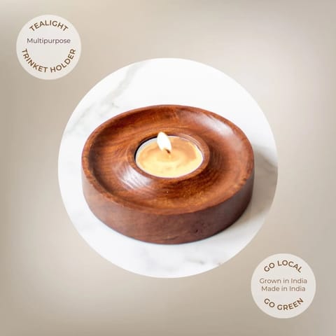 Byora Homes Wooden Concentric Tealight Candle 110 Grams